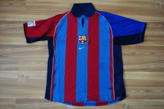 Barcelona Spain Home Football Shirt 2001 - 2002 Jersey Vintage Camiseta Maglia L