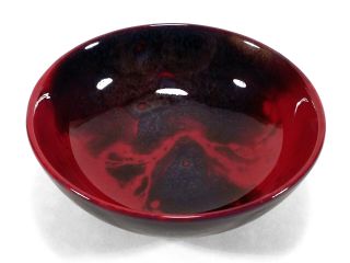 Vintage Royal Doulton English Art Pottery Sung Flambe Petite Footed Bowl Dish