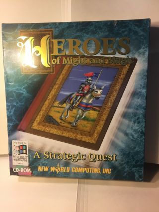 Pc Ibm Heroes Of Might And Magic Big Box Cd - Rom Vintage Computer Game Strategy
