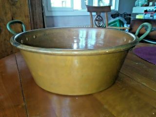 Vintage French Hammered Copper Preserving Jam Pan Mixing Bowl 4kg