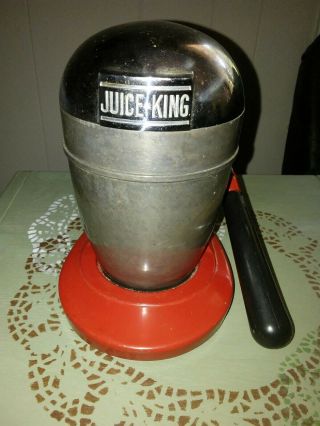 Vintage Juice King Juicer Model Jk 35 Die Cast Red Silver Hand Press
