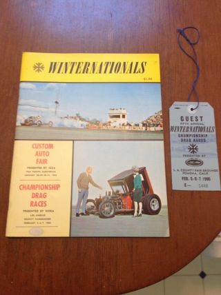 Vintage 1965 Winternationals Championship Drag Racing Program And Ticket Stub