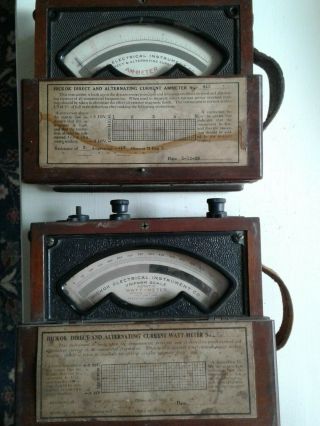 Set Of 2 Vintage Hickok Electical Instrument Co Meters Testers.  1939 Wood Cases