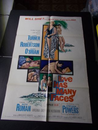 X Love Has Many Faces - Lana Turner - 1 - Sheet Movie Poster Vintage