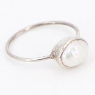 Vtg Sterling Silver - Baroque Pearl Solitaire Ring Size 8 - 1.  5g