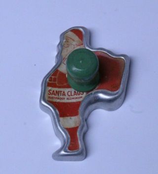 Vintage Aluminum Santa Claus Cookie Cutter W/ Paper Label 2