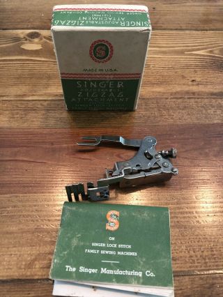 Vtg Singer Zigzag Sewing Machine Attachment 121706 Complete W Box & Instructions