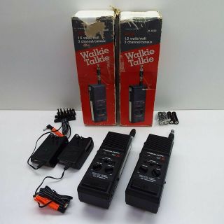 2x Realistic Trc - 219 1,  5 Watt 3 - Channel Cb Walkie Talkies Vintage (t64)