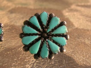 Vintage,  Pre - Owned Navajo Indian Turquoise Petit Point Sterling Silver Earrings 3