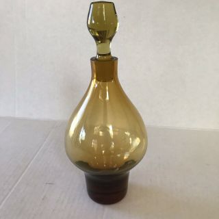 Vintage Amber Glass Genie Bottle Decanter Retro Mid Century
