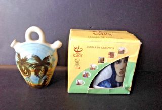 Set 2 Vtg Decorative Cuba Ceramic Palm Tree Water/Wine Pitcher & Coffee Mug 2