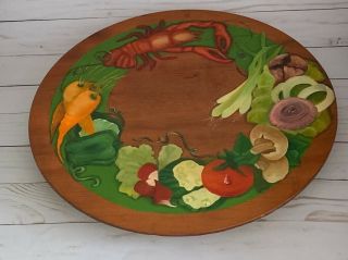 Vintage 16” Hand Painted Lazy Susan