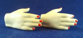 Vintage Salt & Pepper Shakers - Figural - Hand - Red Fingernails - S&p Club