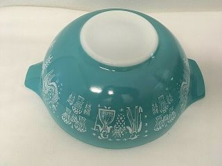 2 Vintage Pyrex Cinderella Nesting Mixing Bowls Amish Butterprint Turquoise 3