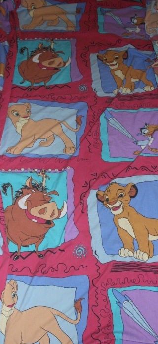 Vintage Disney Lion King Twin Size Bed Top Flat Sheet Bedding