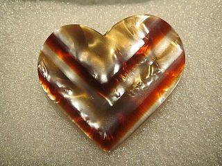 Signed Vintage Lea Stein Pearlized Heart Brooch/pin With Label
