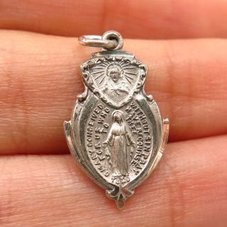 925 Sterling Silver Vintage Old Stock St.  Mary Miraculous Medal Charm Pendant