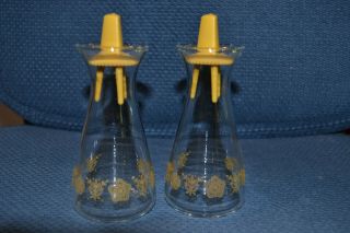 Vintage Corningware Butterfly Gold Glass Salt And Pepper Shakers