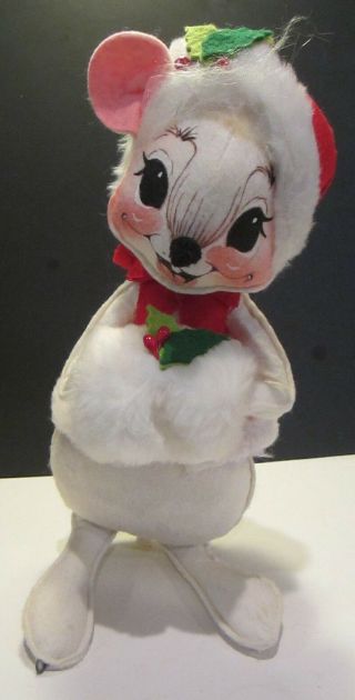 Vintage 1965 Annalee 14 Inch Christmas Mouse Mobilitee Dolls Made In Usa