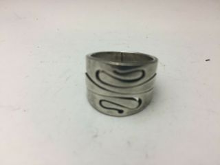 Vintage Sterling Silver Cut Out Swirl Wide Band Ring Size 9