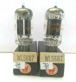 2 Date Matching Westinghouse 5687 D Getter Vacuum Tubes On Tv - 7