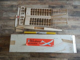 Vintage Marks Models Wanderer 72 " Wingspan Rc Balsa Wood Sailplane Parts & Box