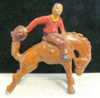 Vintage Grey Iron Toy Figure Cowboy Mounted G - 058