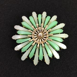 Vtg Coro Lucite Green Flower Brooch Pin Large Thermoset