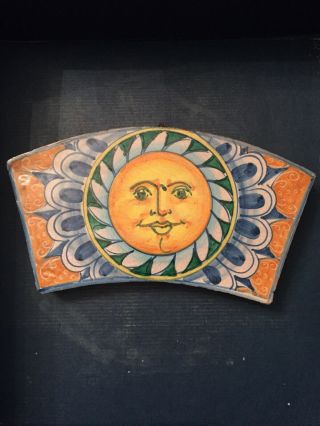 Vintage Rising Sun Majolica Fratantoni For Vietri Art Pottery Wall Tile