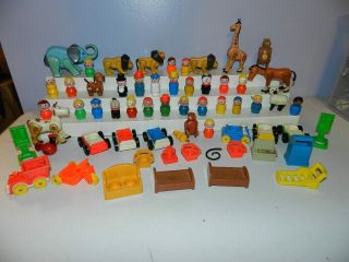Vtg Fisher Price Little People Animals Figures Furniture Vehicles Accessories