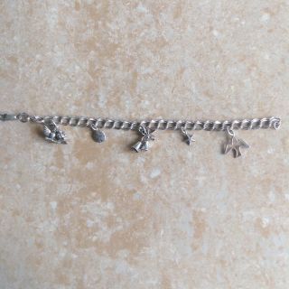 Vintage 925 Sterling Silver Charm Bracelet With Beach Wedding Theme Charms