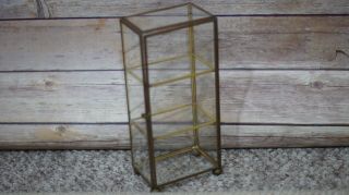 Vintage Glass Three Tiered Curio Display Cabinet Miniature With Feet