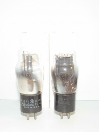 2 General Electric (ge) Made Type 45 St Amplifier Tubes.  Tv - 7 Test Strong.
