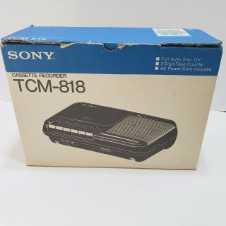 Vintage Sony Tcm - 818 Cassette Recorder With Box And Microphone