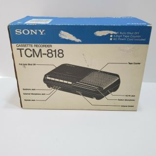 Vintage Sony TCM - 818 Cassette Recorder With Box and Microphone 2