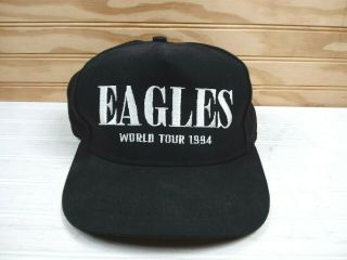 Vtg Black The Eagles 1994 World Tour Snapback Hat Hell Freezes Over Rock Concert