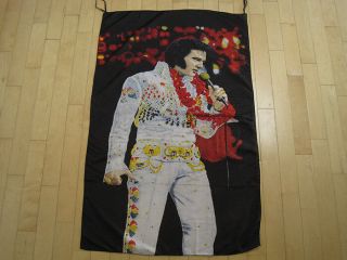 Nos 80s Vtg Elvis Presley Banner Flag Poster Art Wall 80s Tapestry The King