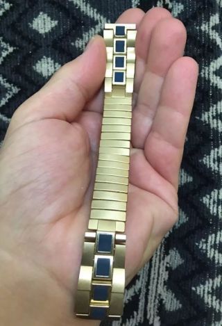 Vintage 1970s Duchess Usa 10k Gold Filled Teal Blue Suede 165mm/18mm Watch Band