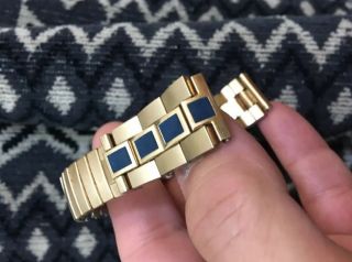 Vintage 1970s DUCHESS USA 10K Gold Filled TEAL BLUE SUEDE 165mm/18mm Watch Band 2
