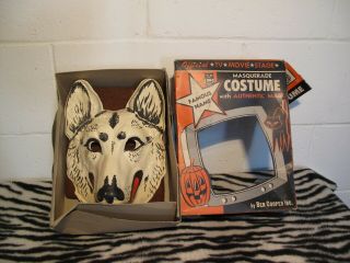 Vtg 1950s 50s Ben Cooper Rin Tin Tin Halloween Masquerade Mask Box Costume