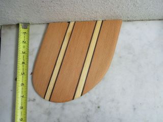 4 Surfer Longboard Surfboard Redwood & Balsa Wood Custom Fin Vtg Surfing Style