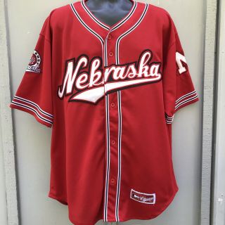 Vintage Nebraska Huskers Colosseum Baseball Jersey Size Xxl Adult Logo Patches