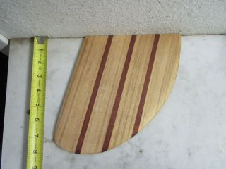3 Surfer Longboard Surfboard Redwood & Balsa Wood Custom Fin Vtg Surfing Style
