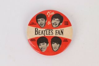 Vintage 60s The Beatles Fan Pin Button