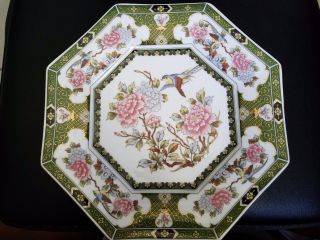Vintage " Oriental Garden " Porcelain Serving Octagon Plate 10 1/4 " Japan