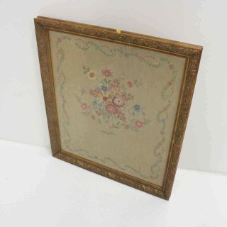 Vintage Framed Floral Art Embroidery Wall Hanging 63cm X 72cm 454