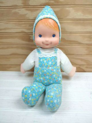 Vtg Fisher Price 245 1980 Bobbie Doll 13 " Lap Sitter Plastic Cloth Baby Blonde