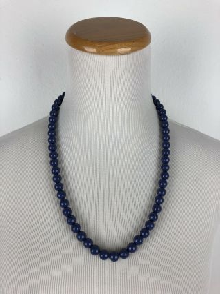Vintage Trifari Dark Blue Lucite Beaded Necklace