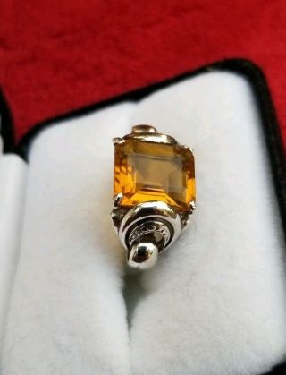 Vintage Art Deco Sterling Silver 925 Yellow Citrine Ring