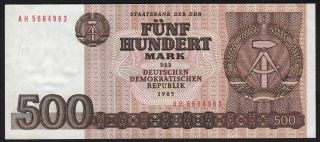 1985 500 Mark East Germany Ddr Vintage Paper Money Banknote Currency P 33 Unc